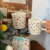 Colorful star mug ins cute handle cup ceramic cup coffee cup
