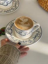 Retro Chinese Style Blue and White Floral Ceramic Coffee Cups Plates Afternoon Tea Utensils Latte Cups