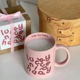 Korean Creative Romantic English Pink Cream Ceramic Cup Couple Gift Breakfast Mug Coffee Cups