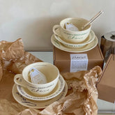 Korean Same Vintage French Cream Coffee Cup Plate Breakfast Cup Ceramic Dinner Plate Ceramic Plate Dish Set