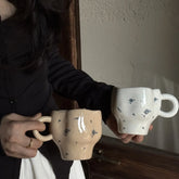Original handmade blue rose cup ceramic high-value mug