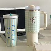 Butterfly Knot Style Collection: Insulated Cup Large Capacity Portable Straw Cold Insulation Portable Accompanying Coffee Cup