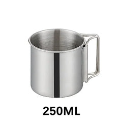250/350/500ML Camping Cup Portable Carabiner S Outdoor Water Mug with Foldable Handle Kitchen DrinkwareStainless Steel