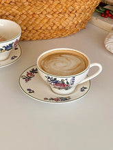 Retro Afternoon Tea Ceramic Coffee Cups and Plates Household European Floral Latte with Ear Hanging Ice American Style