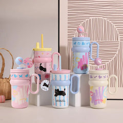 540ml Ice King Car Cup Coffee Large Capacity Stainless Steel Straw Water Cup Giant Cold Insulated Cup 316 Office Student Use