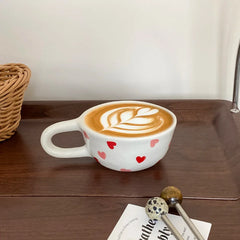 1Pc Love Ceramic Pair Cup, Creative Hand-Painted Ceramic Love Mug, Suitable for Home Decoration, Home Drinking Water, Couple Date, Candlelight Dinner, Latte Latte Cup, Valentine's Day Holiday Gift, Gift