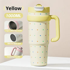1200ml Large-Capacity Insulated Cup with a Antibacterial ceramic Inner Liner and an Attached Straw,car cup,water bottle