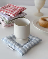 Homemade Korean Style Cotton Checkered Insulation Mat Cup Mat Flower Pot Mat Square Table Mats