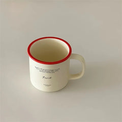 Korean Blogger's Contrasting Coffee Cup Breakfast Water Cup 300ml Mugs Coffee Cups