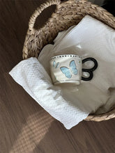 Hand Drawn Contrasting Butterfly Mug Underglaze Color Breakfast Water Cup Dormitory Cup