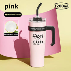 1200ml Large-Capacity Insulated Cup with a Antibacterial ceramic Inner Liner and an Attached Straw,car cup,water bottle
