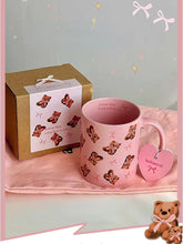 Original Super Cute Bow Teddy Bear Ceramic Cup Breakfast Coffee Cup Pink Coffee Mug
