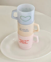 Love Korean Milk Glass Mug Cute Vintage Coffee Cup Vintage Hot Drink Gift Milk Cup