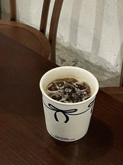 Handmade Ceramic Mugs with Black Bows Coffee Cups Korean Style Oatmeal Breakfast Mug Drinkware Kitchen cup