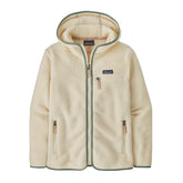 Women's Retro Pile Fleece Hoody in Natural w/ Ellwood Green