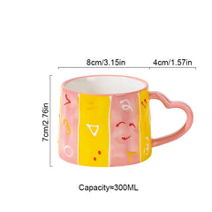 Cute INS Ceramic Mug Creative Hand-Painted Love Heart Coffee Cup Breakfast Milk Cup Afternoon tea Mug Valentine's Day present