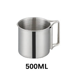 250/350/500ML  Camping Cup Portable Carabiner S Outdoor Water  Mug with Foldable Handle Kitchen DrinkwareStainless Steel