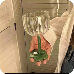 Cute Colourful Glass Wine Glass Tilted Heads Goblet Red Wine Cocktail Champagne Glass Cup Dessert Ice Cream Bow Cup