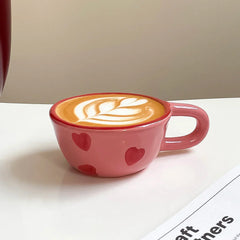 1Pc Love Ceramic Pair Cup, Creative Hand-Painted Ceramic Love Mug, Suitable for Home Decoration, Home Drinking Water, Couple Date, Candlelight Dinner, Latte Latte Cup, Valentine's Day Holiday Gift, Gift