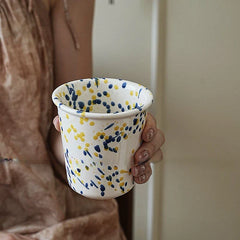 Vintage Splashed Ceramic Hand-held Cup Coffee Latte Art  Breakfast Milk Cup Cold Brew Household Water Cup