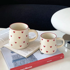 2/4/6Pcs Love Ceramic Mug, Cute Little Love Ceramic Mug Coffee Cup Drinking Cup for Home Drinking, Afternoon Tea Drinking, Office Drinking, Coffee Shop Latte Art, Souvenir, Valentine's Day Holiday Gift, Birthday Gift
