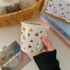 Colorful star mug ins cute handle cup ceramic cup coffee cup
