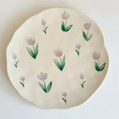 Creative Hand-painted Flower Pattern Ceramic Plate Underglaze Color Coffee Cup Dish Snacks Fruit Dessert Plates Gifts Saucers
