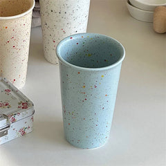 Minimally Contrasting Ink Dots Underglaze Ceramic Hand-held Coffee Cup Atmospheric Breakfast Water Cup