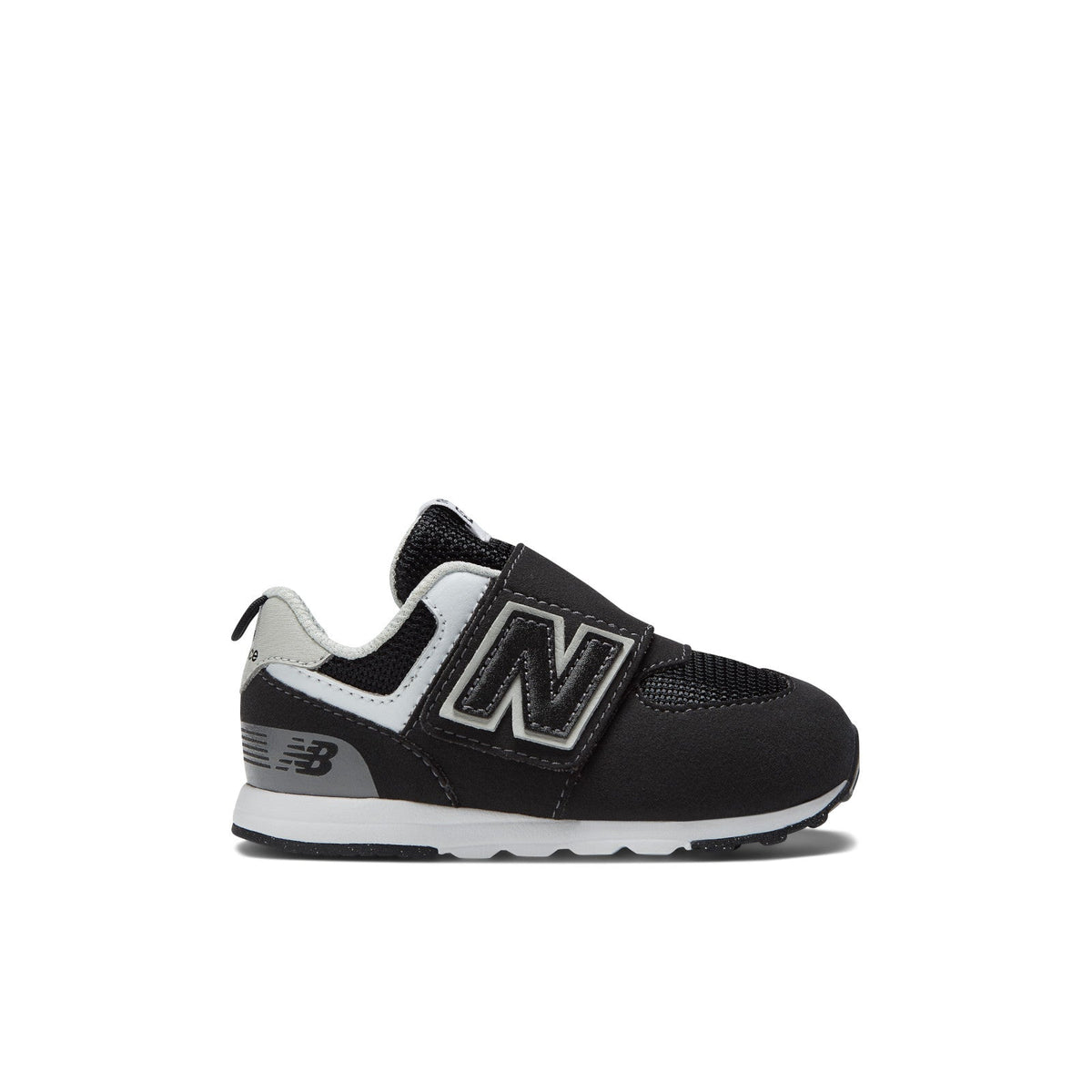 Toddler 574 B Hook & Loop in Black with Silver Metallic